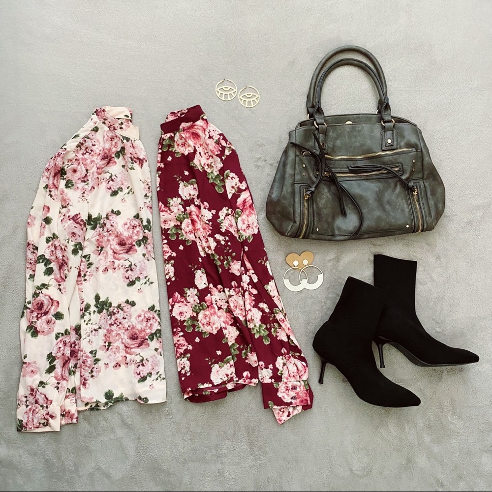 🌺 Forever 21 High Neck Floral Blouse - Picture 2 of 5